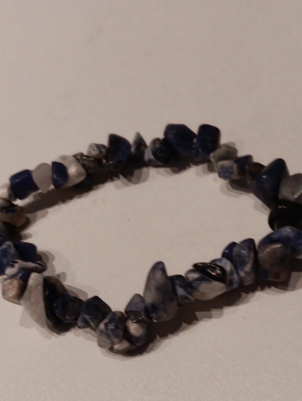 Blue and White Chip Stone Stretch Bracelet